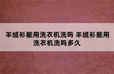 羊绒衫能用洗衣机洗吗 羊绒衫能用洗衣机洗吗多久